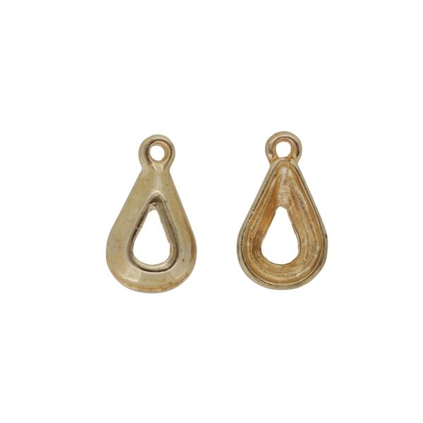 METAL BEADS - PENDANT - DROP 04 - 10x17x3.2mm GOLD (DARK) - SECOND-RATE - PACKAGE 50pcs. Hole-1.6mm