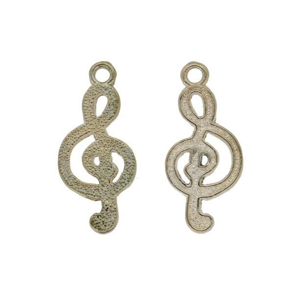 METAL BEADS - PENDANT - TREBLE CLEF 03 - 12x28x1.6mm GOLD - SECOND-RATE - PACKAGE 50pcs. Hole-2.2mm