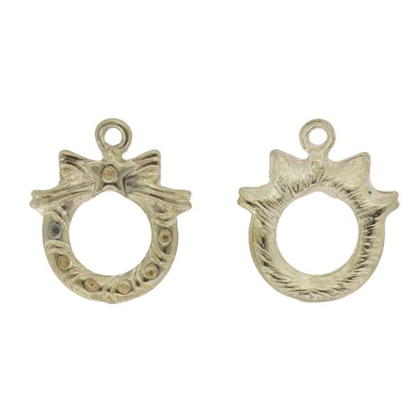 METAL BEADS - PENDANT - CHRISTMAS WREATH 01 - 18x20x3mm GOLD - SECOND-RATE - PACKAGE 50pcs. Hole-1.8mm