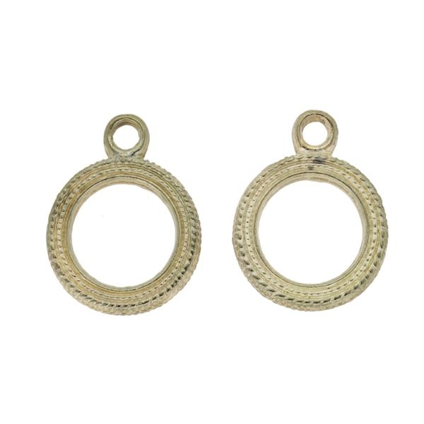 METAL BEADS - PENDANT - CIRCLE 07 - 17x22x2.4mm GOLD - SECOND-RATE - PACKAGE 50pcs. Hole-2.6mm