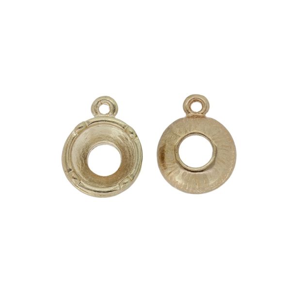 METAL BEADS - PENDANT - CIRCLE 10 - 13x16x5mm GOLD - SECOND-RATE - PACKAGE 30pcs. Hole-1.6mm