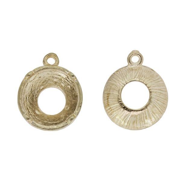 METAL BEADS - PENDANT - CIRCLE 10 - 16x20x6mm GOLD - SECOND-RATE - PACKAGE 30pcs. Hole-1.8mm