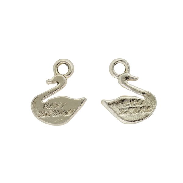 METAL BEADS - PENDANT - SWAN 02 - 14x17x2mm GOLD - SECOND-RATE - PACKAGE 100pcs. Hole-2.7mm