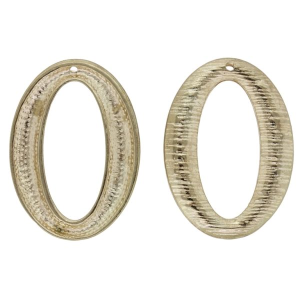 METAL BEADS - PENDANT - OVAL 02 CONTOUR - 28x39x3mm GOLD - SECOND-RATE - PACKAGE 10pcs. Hole-1.5mm