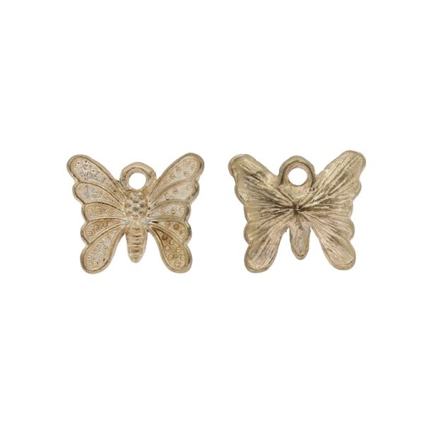 METAL BEADS - PENDANT - BUTTERFLY 02 - 13x15x2.2mm GOLD - SECOND-RATE - PACKAGE 50pcs. Hole-2.0mm