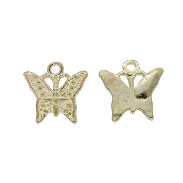 METAL BEADS - PENDANT - BUTTERFLY 03 - 16x16x1.7mm GOLD - SECOND-RATE - PACKAGE 50pcs. Hole-2.0mm