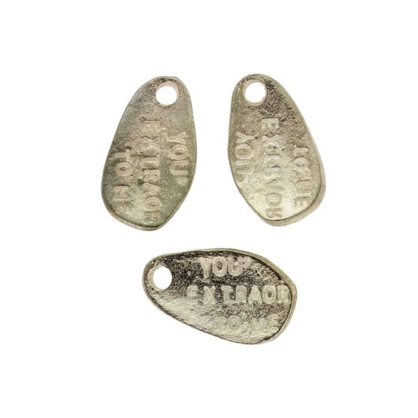 METAL BEADS - PENDANT - TILE WITH INSCRIPTION 07 - 10x17x1.4mm GOLD - SECOND-RATE - PACKAGE 100pcs. Hole-2.3mm