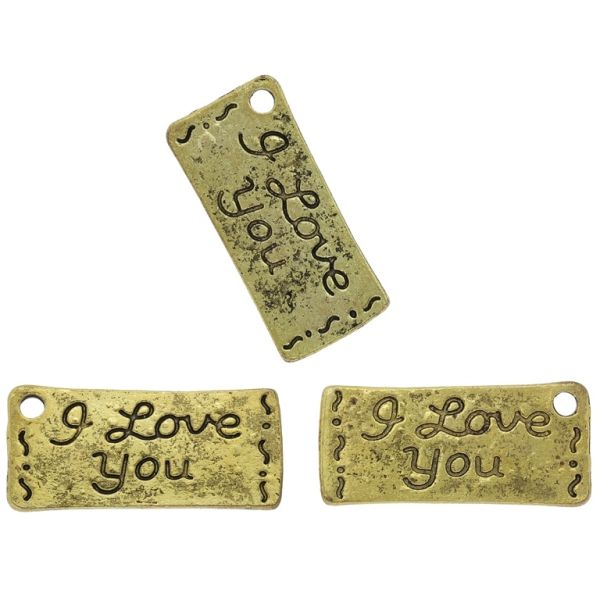 METAL BEADS - PENDANT - PLATE WITH INSCRIPTION 08 - 12x26x1mm ANTIQUE BRONZE - SECOND-RATE - PACKAGE 50pcs. Hole-2.0mm