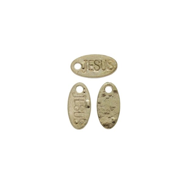 METAL BEADS - PENDANT - PLATE WITH INSCRIPTION 06 - 6x12x1mm GOLD (DARK) - SECOND-RATE - PACKAGE 100pcs. Hole-1.7mm