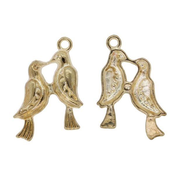 METAL BEADS - PENDANT - BIRDS 01 - 18x30x4mm GOLD - SECOND-RATE - PACKAGE 20pcs. Hole-1.9mm