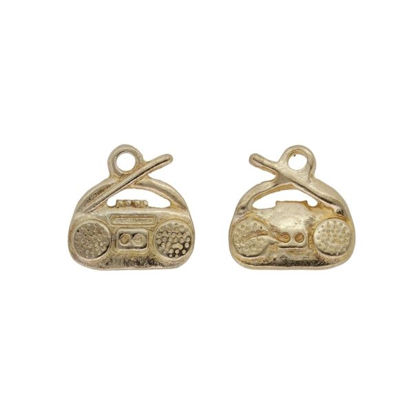 METAL BEADS - PENDANT - RADIO CASSETTE 01 - 14x14x1.6mm GOLD - SECOND-RATE - PACKAGE 50pcs. Hole-2.0mm