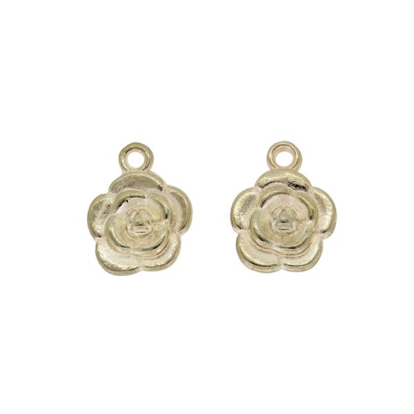 METAL BEADS - PENDANT - ROSE 08 - 12x15x3.4mm GOLD - SECOND-RATE - PACKAGE 50pcs. Hole-1.6mm
