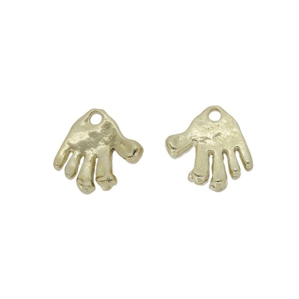 METAL BEADS - PENDANT - HAND 01 - 14x13x3.4mm GOLD - SECOND-RATE - PACKAGE 100pcs. Hole-1.8mm