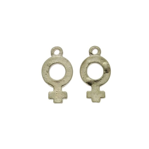 METAL BEADS - PENDANT - FEMALE SYMBOL - 10x18x2mm GOLD - SECOND-RATE - PACKAGE 100pcs. Hole-1.6mm