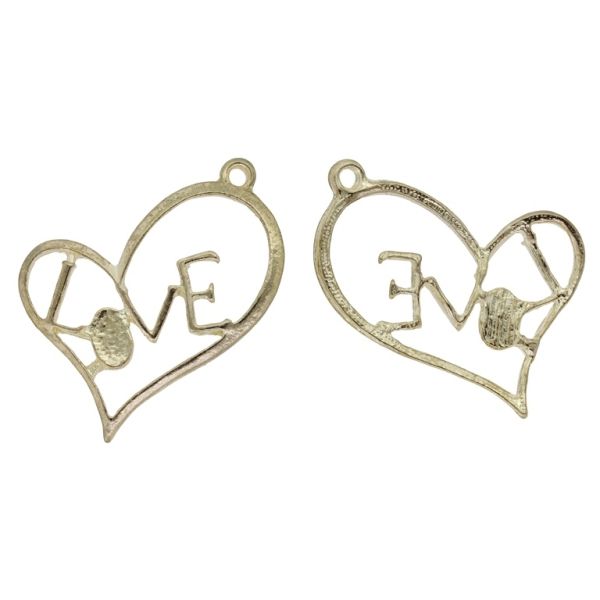 METAL BEADS - PENDANT - HEART 20 LOVE FILIGREE - 23x28x1.6mm GOLD - SECOND-RATE - PACKAGE 50pcs. Hole-1.7mm