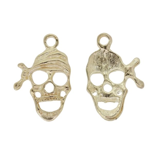 METAL BEADS - PENDANT - SKULL WITH HAT 01 - 17x26x3mm GOLD - SECOND-RATE - PACKAGE 50pcs. Hole-2.7mm