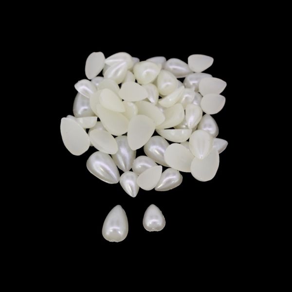 ADHESIVE BEADS - PLASTIC PEARLS - DROP MIX SIZES - 8x5x2.5mm and 6x4x2mm ECRU 81 - 20g