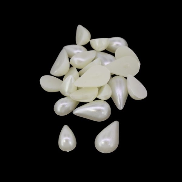 ADHESIVE BEADS - PLASTIC PEARLS - DROP MIX SIZES - 13x8x4.5mm and 10x5x4mm ECRU 87 - PACKAGE 250g