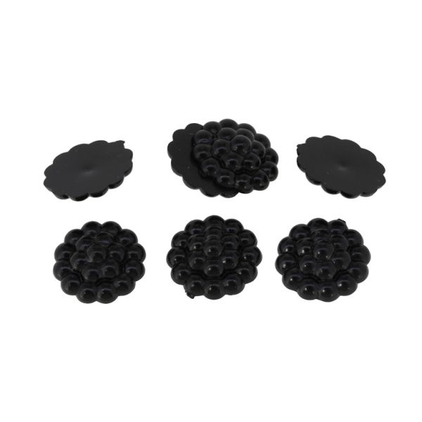 ADHESIVE BEADS - PLASTIC PEARLS - RASPBERRY - 13x4mm BLACK 70 - 20g (78pcs.)