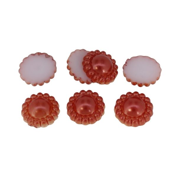 ADHESIVE BEADS - PLASTIC PEARLS - FLOWER - 13x5mm ORANGE (DARK) 80 - 20g (71pcs.)