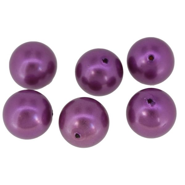 ADHESIVE BEADS FOR PIN - PLASTIC PEARLS - BALL 18mm PURPLE 84 - PACKAGE 250g (88pcs.) Hole-1.5mm