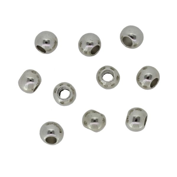 METAL PLATED PLASTIC / CCB BEADS - FLAT BALL 01 - 6x8mm NICKEL - PACKAGE 500g Hole-3.6mm (2530pcs.)