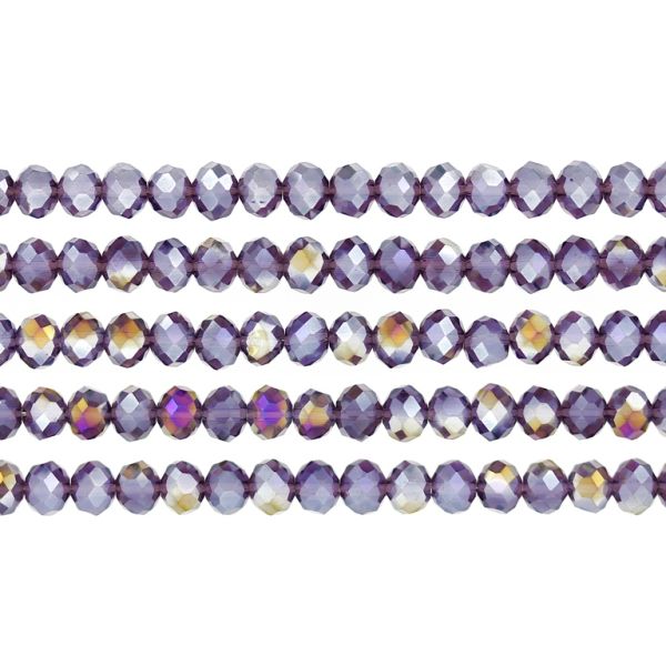 GLASS BEADS - FACETED RONDELLE CRYSTALS - 6x5mm - АВ TRANSPARENT - PURPLE (DARK) 010АВ - PACKAGE (5x88pcs.) Hole-1.2mm