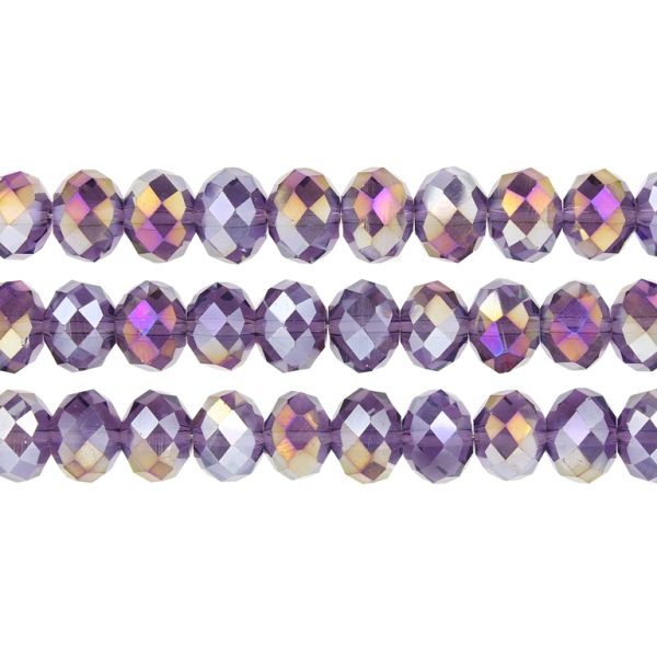 СТЪКЛЕНИ МЪНИСТА - КРИСТАЛИ - 10х8мм - АВ ПРОЗРАЧНИ - ЛИЛАВО Т. 010АВ - ПАКЕТ (3х70 бр.) Отвор-1.5мм