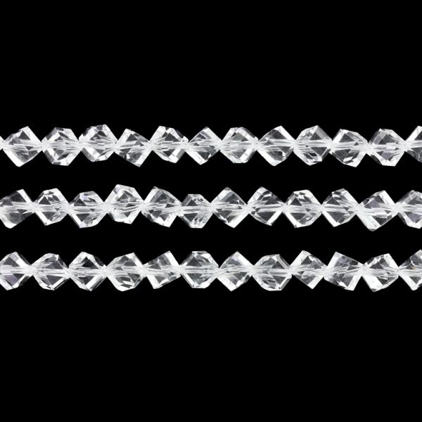GLASS BEADS - CRYSTALS - CUBE DIAGONAL 6x6mm - TRANSPARENT - WHITE 001 - PACKAGE (3x70pcs.) Hole-1.5mm