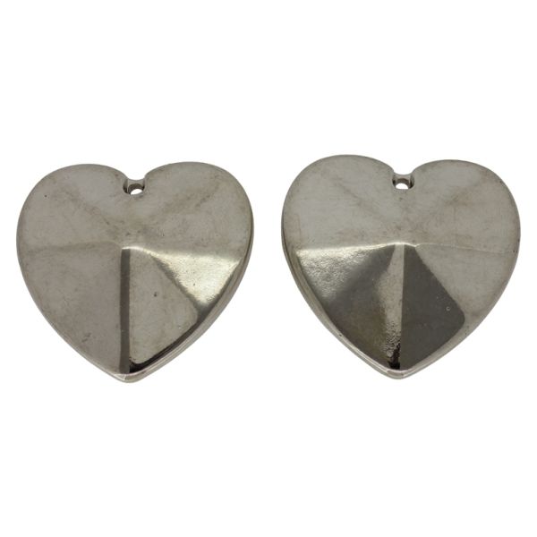 METAL PLATED PLASTIC / CCB PENDANTS - HEART 07 - 39x39x13mm NICKEL - 50g Hole-2.0mm (5pcs.)