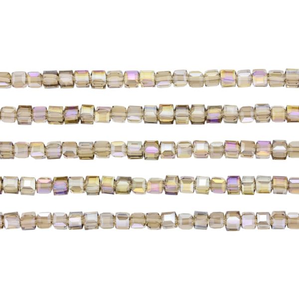 СТЪКЛЕНИ МЪНИСТА - КРИСТАЛИ - КУБ 4х4мм - АВ ПРОЗРАЧНИ - СИВО 018АВ - ПАКЕТ (5х98 бр.) Отвор-1.2мм