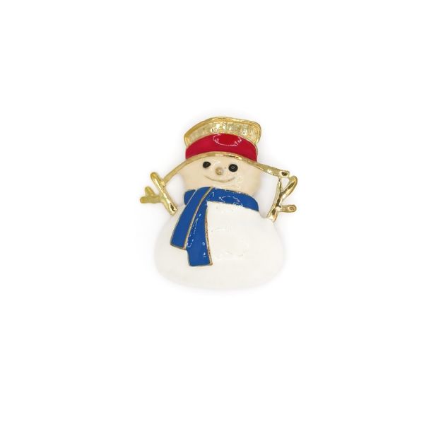 JEWELRY - BROOCH - ENAMEL AND METAL - SNOWMAN В143 - 3.9x4.2cm - 1pc.