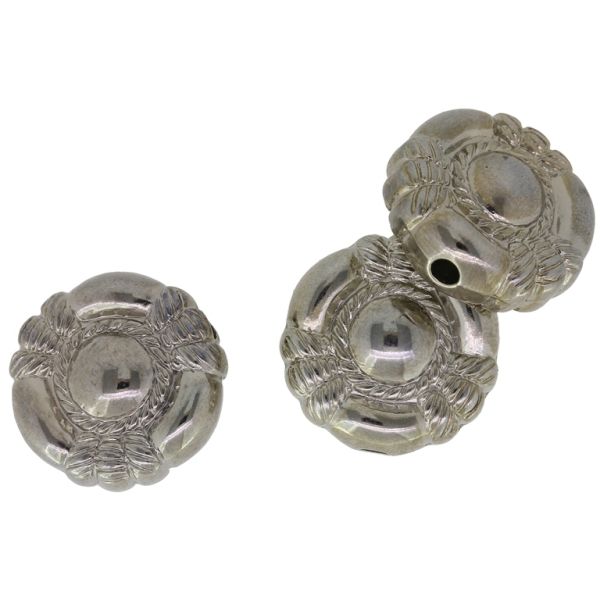 METAL PLATED PLASTIC / CCB BEADS - DISK RELIEF 03 - 21х10mm NICKEL - PACKAGE 500g Hole-2.8mm (198pcs.)