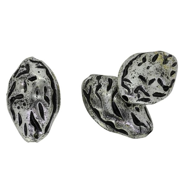 ПЛАСТМАСОВИ МЪНИСТА МЕТАЛИЗИРАНИ ССВ - ЕЛИПСА РЕЛЕФ 02 - 31х20х12мм НИКЕЛ - 50 гр Отвор-2.8мм (14 бр.)