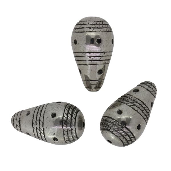 METAL PLATED PLASTIC / CCB BEADS - DROP 06 - 15x26mm NICKEL - PACKAGE 500g Hole-1.6mm (170pcs.)