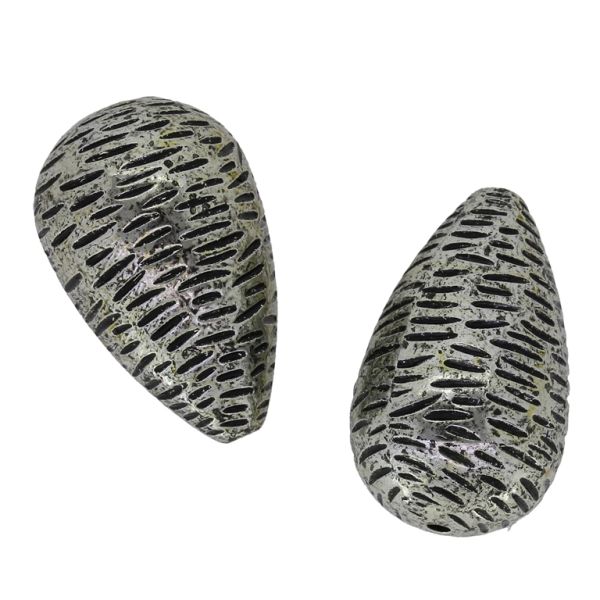 METAL PLATED PLASTIC / CCB BEADS - DROP 08 - 23x38mm NICKEL - PACKAGE 500g Hole-1.6mm (40pcs.)