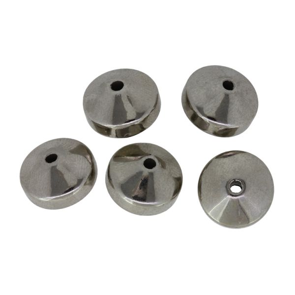 METAL PLATED PLASTIC / CCB BEADS - FLYING SAUCER 01 - 9х13mm NICKEL - PACKAGE 500g Hole-2.0mm (620pcs.)