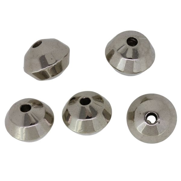 METAL PLATED PLASTIC / CCB BEADS - FLYING SAUCER FACETED 01 - 11х13mm NICKEL - PACKAGE 500g Hole-2.8mm (540pcs.)