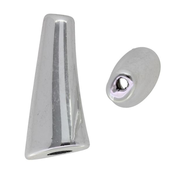 METAL PLATED PLASTIC / CCB BEADS - IRREGULAR FORM 01 - 56x25x17mm NICKEL - SECOND-RATE - PACKAGE 500g Hole-3.7mm (60pcs.)