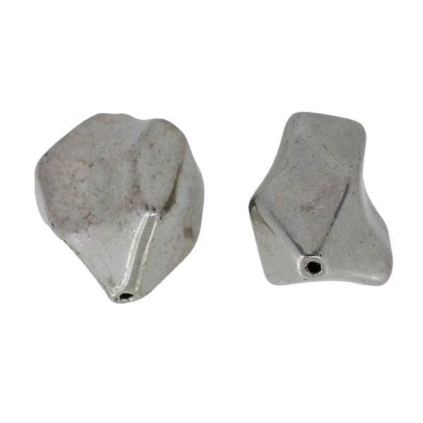 METAL PLATED PLASTIC / CCB BEADS - IRREGULAR FORM 03 - 24х20mm NICKEL - PACKAGE 500g Hole-2.0mm (158pcs.)