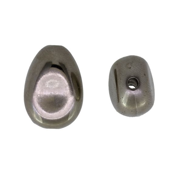 METAL PLATED PLASTIC / CCB BEADS - OVAL IRREGULAR 06 - 19х10mm NICKEL - PACKAGE 500g Hole-2.3mm (310pcs.)