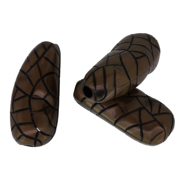 METAL PLATED PLASTIC / CCB BEADS - OVAL IRREGULAR 08 CRACKLED - 34x15mm BROWN-BLACK - PACKAGE 500g Hole-3.6mm (117pcs.)