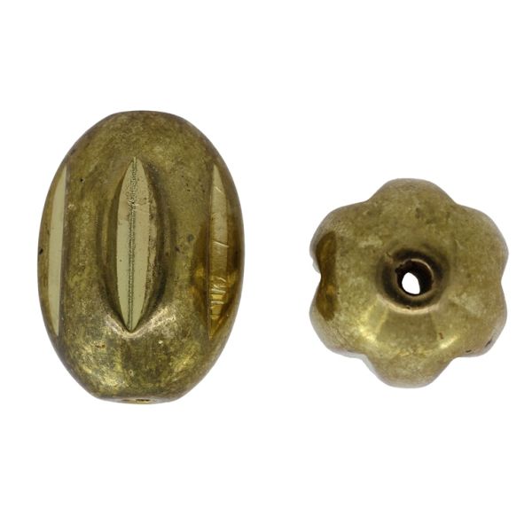 METAL PLATED PLASTIC / CCB BEADS - OVAL RELIEF 07 - 29х21mm GOLD (DARK) - PACKAGE 500g Hole-3.3mm (70pcs.)