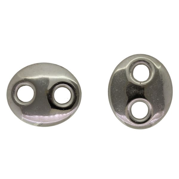 METAL PLATED PLASTIC / CCB BEADS - OVAL WITH TWO HOLES 01 - 26x22x4mm NICKEL - PACKAGE 500g Hole-5.5mm (425pcs.)