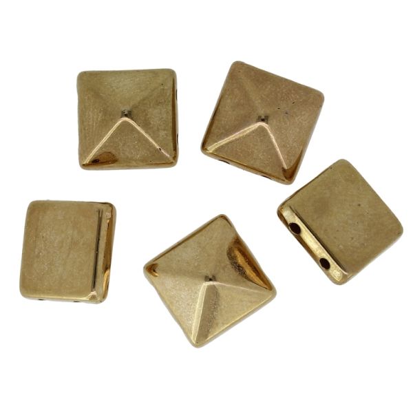 METAL PLATED PLASTIC / CCB BEADS - PYRAMID 01 - 10x6mm GOLD (DARK) - 50g Hole-4x1.2mm (119pcs.)
