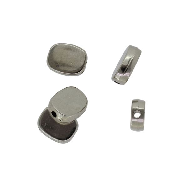 METAL PLATED PLASTIC / CCB BEADS - PLATE OVAL 02 - 13x10x4mm NICKEL - PACKAGE 500g Hole-2.0mm (1060pcs.)