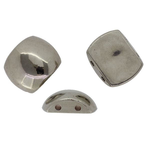 METAL PLATED PLASTIC / CCB BEADS - SEMI-ELLIPSE 01 - 18x21x7mm NICKEL - PACKAGE 500g Hole-4x2.3mm (235pcs.)