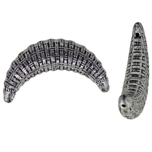 METAL PLATED PLASTIC / CCB BEADS - HALF MOON 01 - 51х15х12mm NICKEL - PACKAGE 500g Hole-2.0mm (70pcs.)