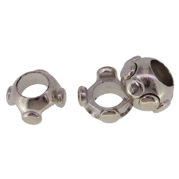 METAL PLATED PLASTIC / CCB BEADS - PUZZLE CIRCLE 01 - 18х27mm NICKEL - PACKAGE 250g Hole-13mm (95pcs.)