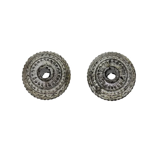 METAL PLATED PLASTIC / CCB BEADS - BALL FLATTENED RELIEF 07 - 14x19mm NICKEL - 50g Hole-3.8mm (19pcs.)